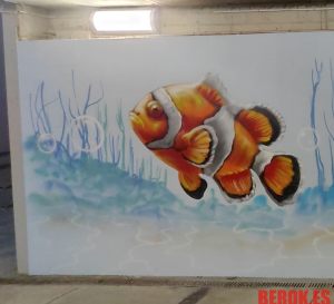 pintura mural pez nemo realista